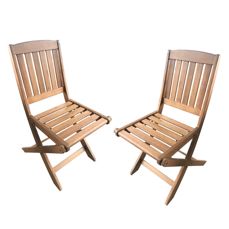 Lark Manor Chardon Solid Wood Patio Folding Chair, Set of 2 & Reviews